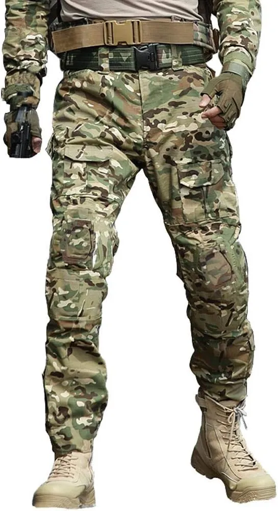 TRGPSG Men's Hiking Pants, Ripstop Camo Cargo Pants, Multi-Pocket Casual Work Pants