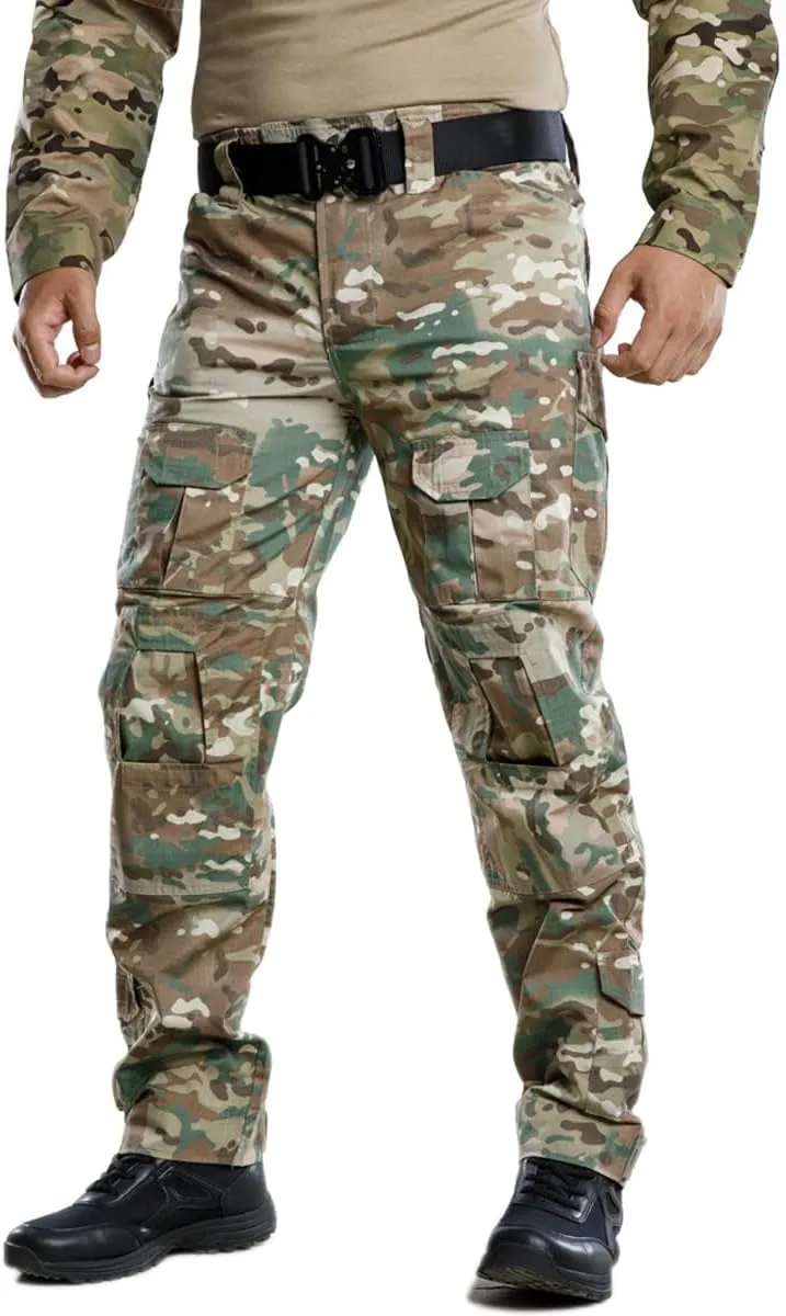 TRGPSG Men's Hiking Pants, Ripstop Camo Cargo Pants, Multi-Pocket Casual Work Pants