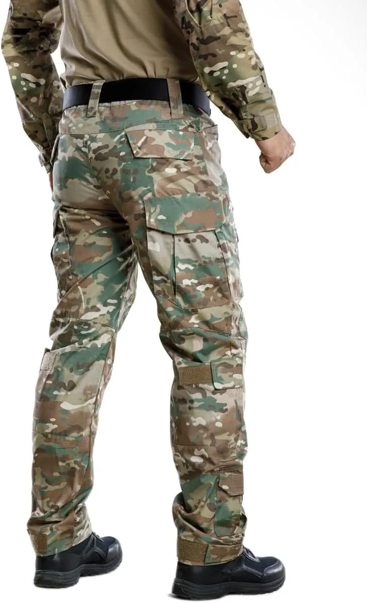 TRGPSG Men's Hiking Pants, Ripstop Camo Cargo Pants, Multi-Pocket Casual Work Pants