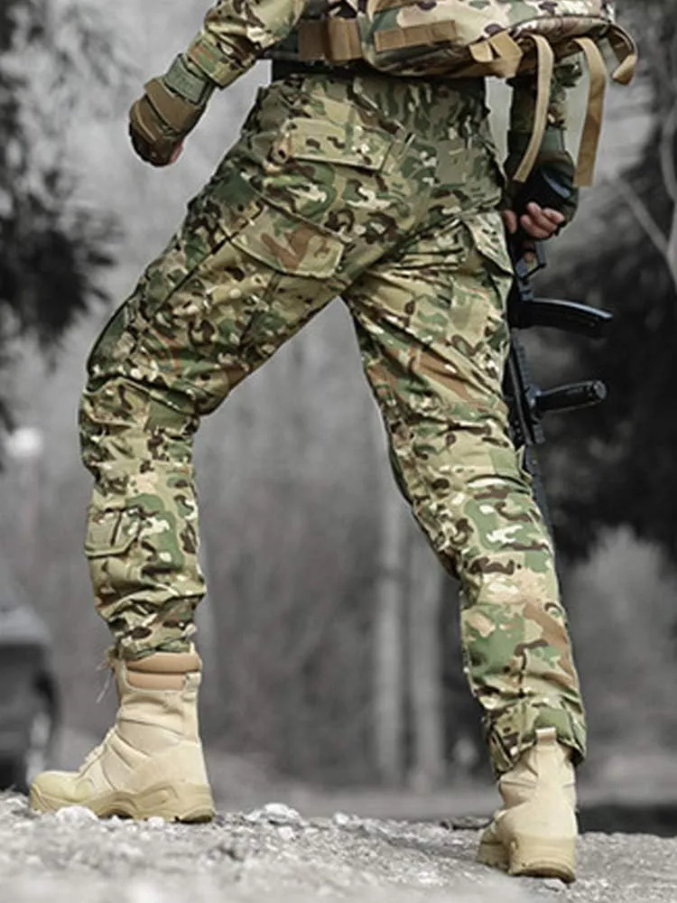 TRGPSG Men's Hiking Pants, Ripstop Camo Cargo Pants, Multi-Pocket Casual Work Pants