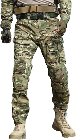 TRGPSG Men's Hiking Pants, Ripstop Camo Cargo Pants, Multi-Pocket Casual Work Pants
