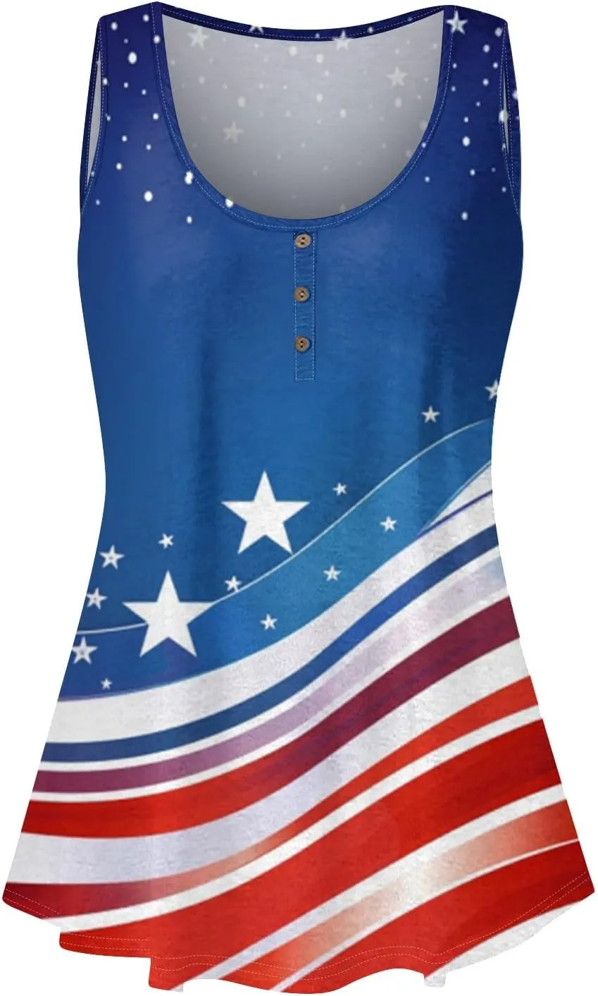 Tunic Tops Cool Sleeveless for Women Summer Print Round Neck Relaxed Fit Tank Tops Casual Cute Fashion Loose Tees