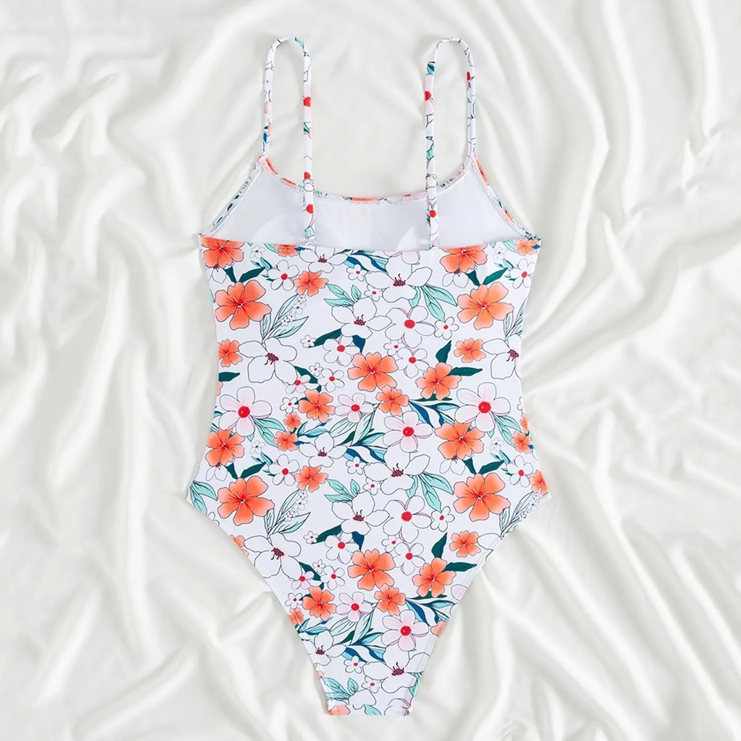 TUQIDEWU Bathing Suit for Women Tummy Control Swimsuits for Women 2025 Floral Print Square Neck Backless One Piece Swimsuit