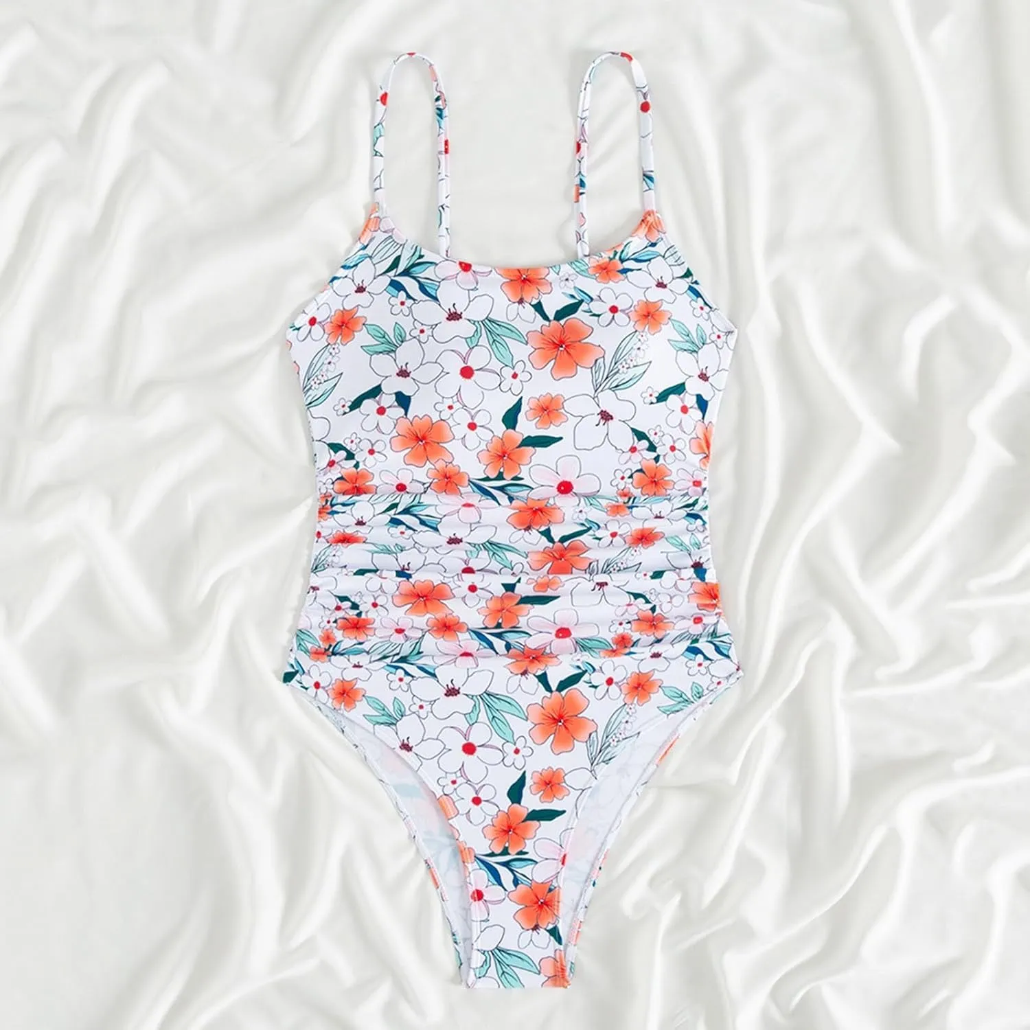 TUQIDEWU Bathing Suit for Women Tummy Control Swimsuits for Women 2025 Floral Print Square Neck Backless One Piece Swimsuit