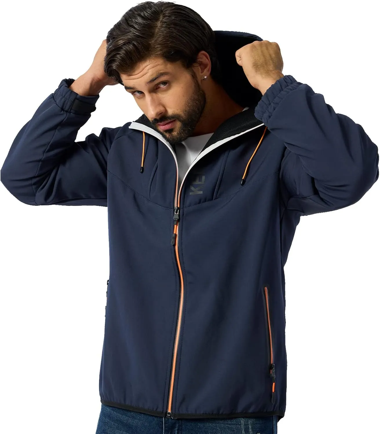 UIUO-UIPEU Men's Softshell Jackets Fleece Lined Waterproof Windbreaker Hooded Jackets for Men Hiking Golf Jacket Fall Winter