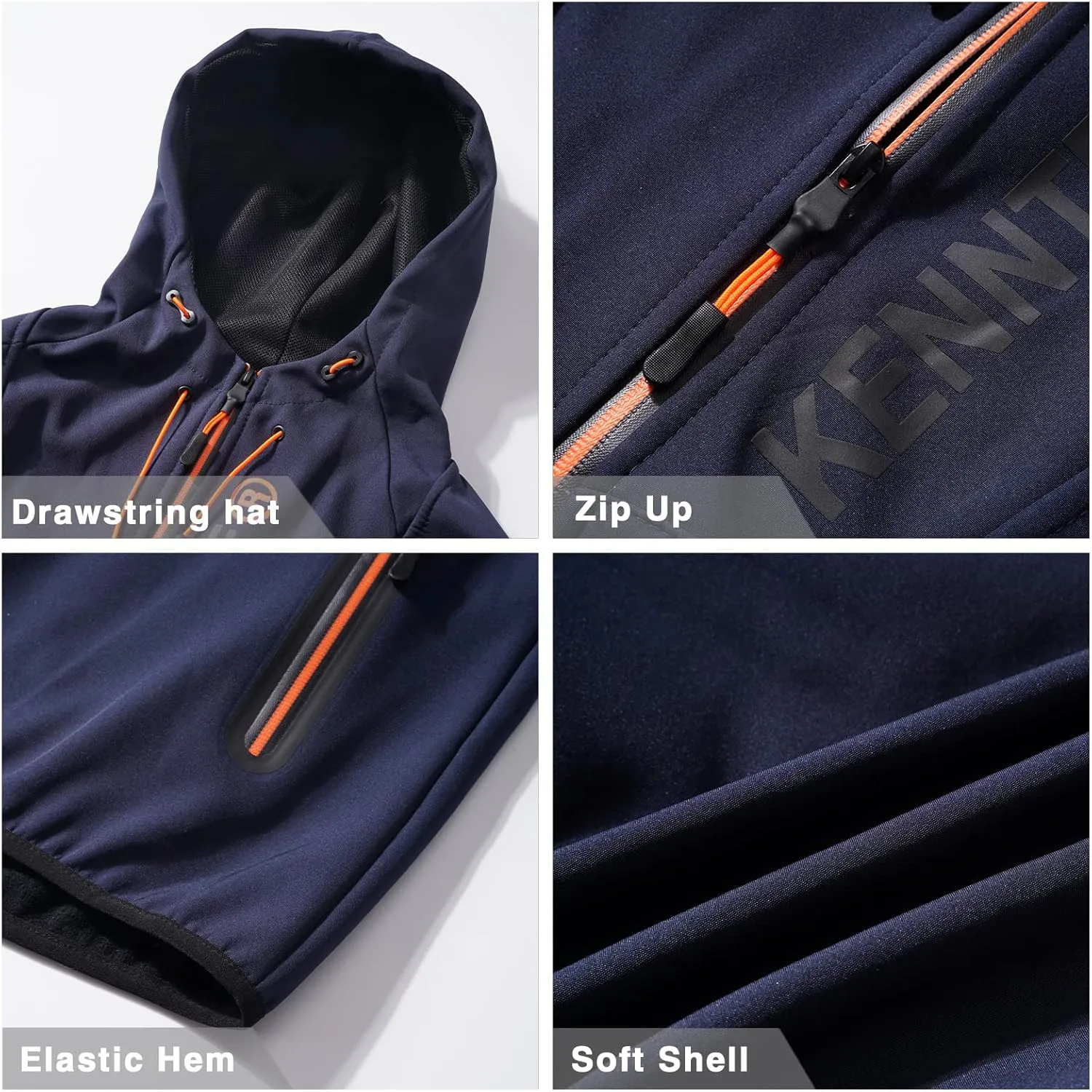 UIUO-UIPEU Men's Softshell Jackets Fleece Lined Waterproof Windbreaker Hooded Jackets for Men Hiking Golf Jacket Fall Winter