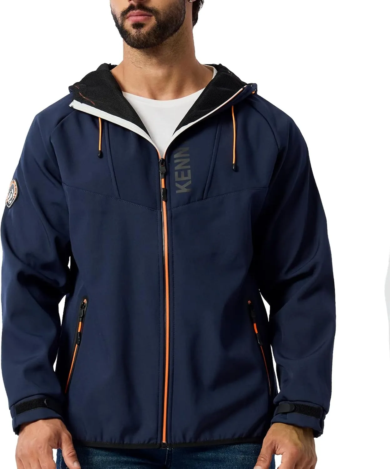 UIUO-UIPEU Men's Softshell Jackets Fleece Lined Waterproof Windbreaker Hooded Jackets for Men Hiking Golf Jacket Fall Winter