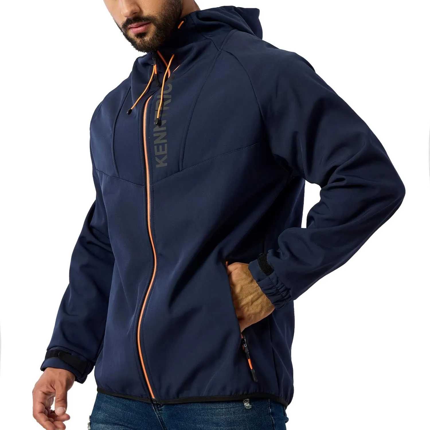 UIUO-UIPEU Men's Softshell Jackets Fleece Lined Waterproof Windbreaker Hooded Jackets for Men Hiking Golf Jacket Fall Winter