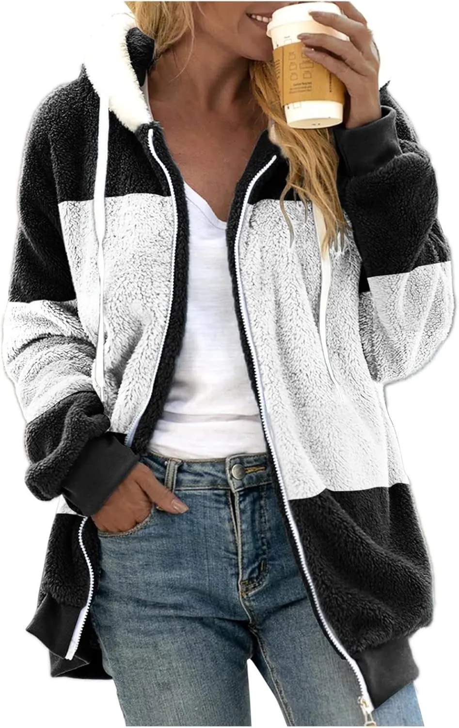 Wangxldd Ladies Fashion Casual Cardigan Sweaters Long Sleeve Zip Up Breathable Solid Hoodies Outerwear Coat Outerwear Coats
