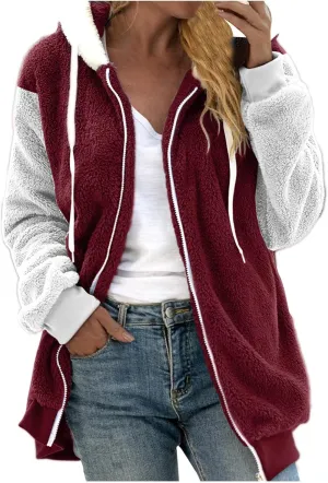 Wangxldd Ladies Fashion Casual Cardigan Sweaters Long Sleeve Zip Up Breathable Solid Hoodies Outerwear Coat Outerwear Coats