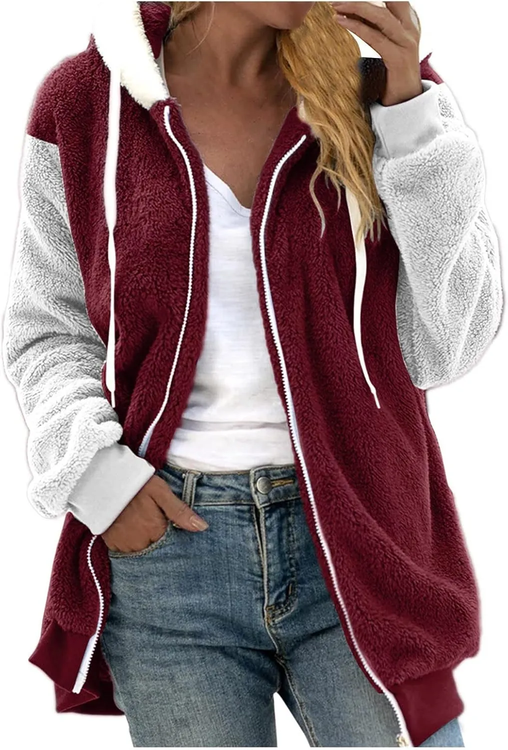 Wangxldd Ladies Fashion Casual Cardigan Sweaters Long Sleeve Zip Up Breathable Solid Hoodies Outerwear Coat Outerwear Coats