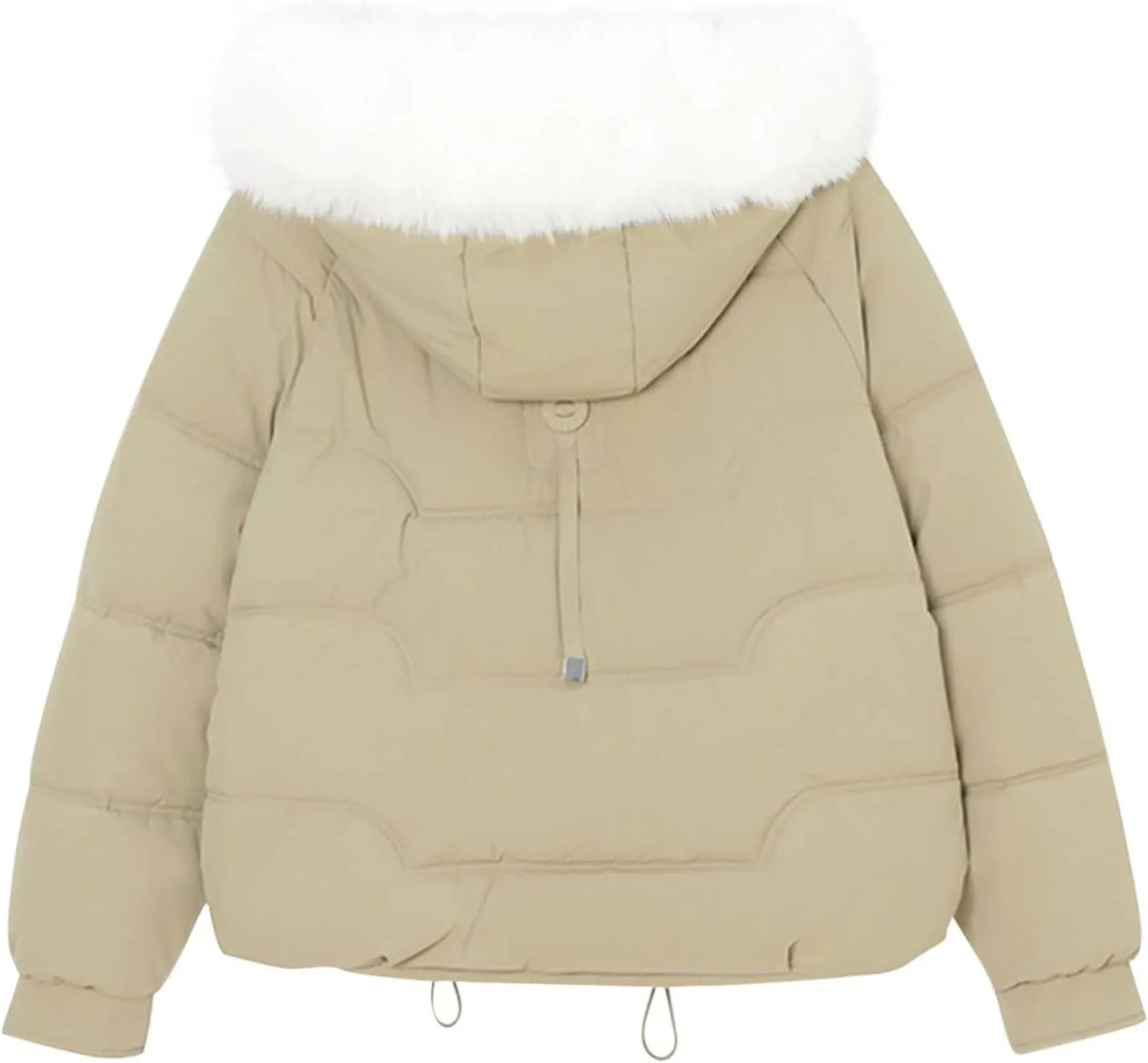 Warm Winter Coats for Women 2025 Trendy Plain Fur Hooded Puffer Jacket Down Coat Zipper Puffy Bread Jackets