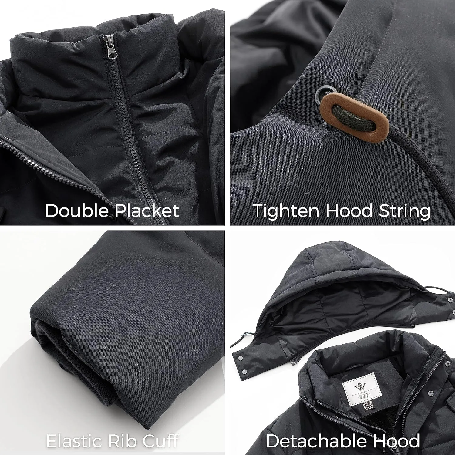 WenVen Men's Winter Puffer Coat Thicken Winter Warm Padded Jacket with Hood