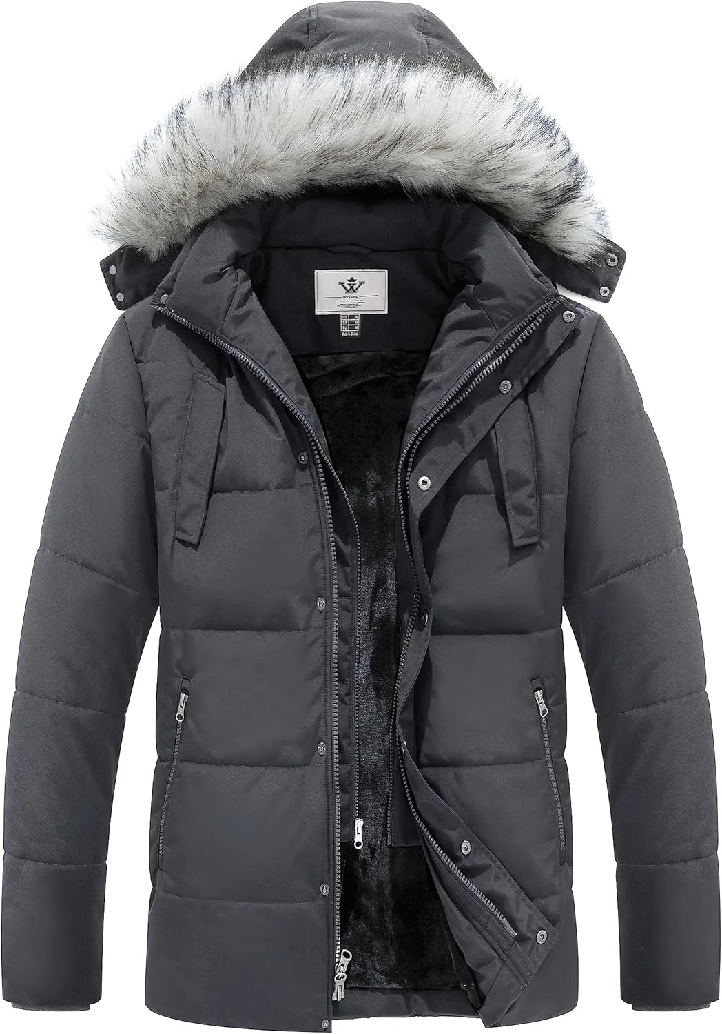 WenVen Men's Winter Puffer Coat Thicken Winter Warm Padded Jacket with Hood
