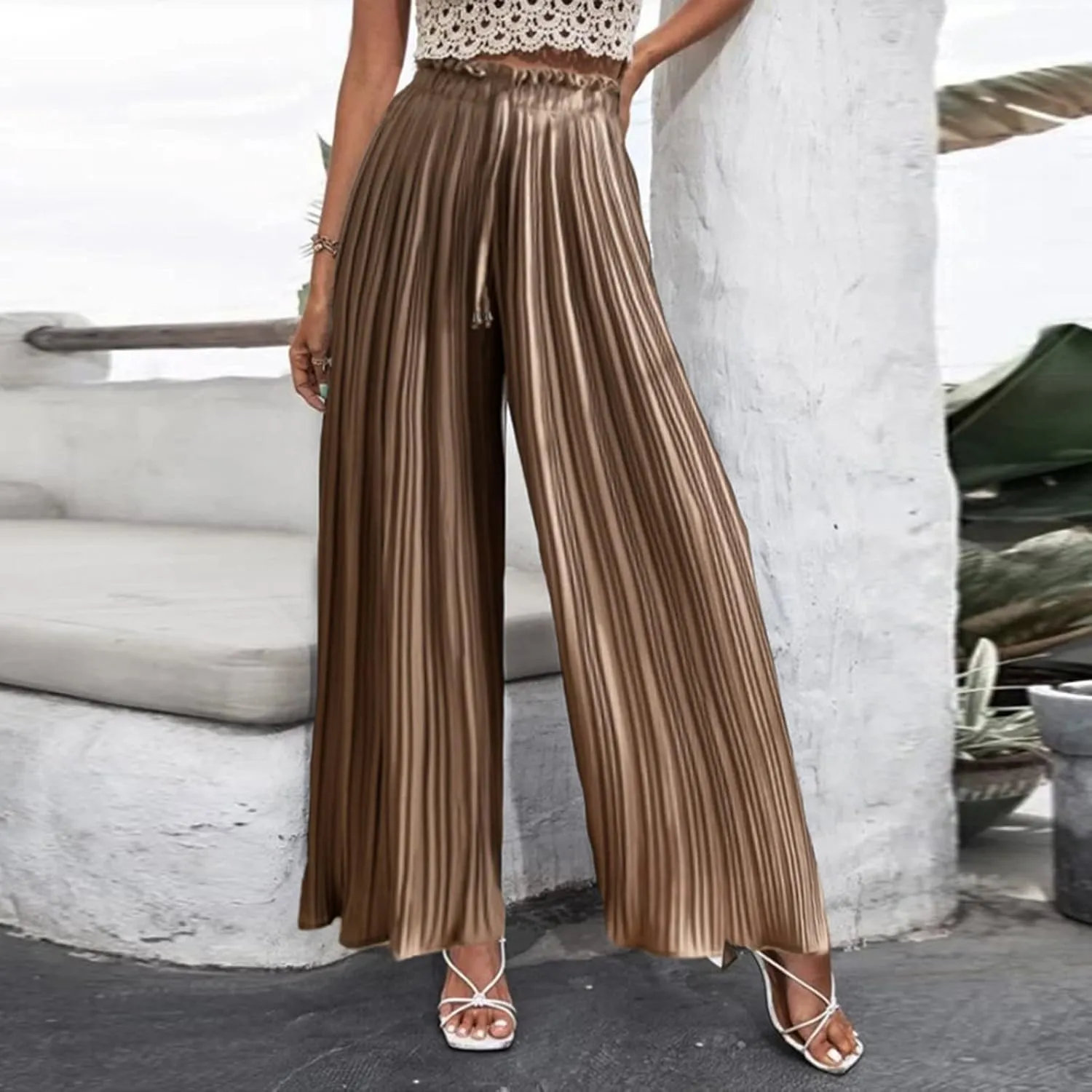 Wide Leg Pants for Women Casual Loose Fit Lounge Pants Lightweight Athletic Harem Pants Walking Linen Pants