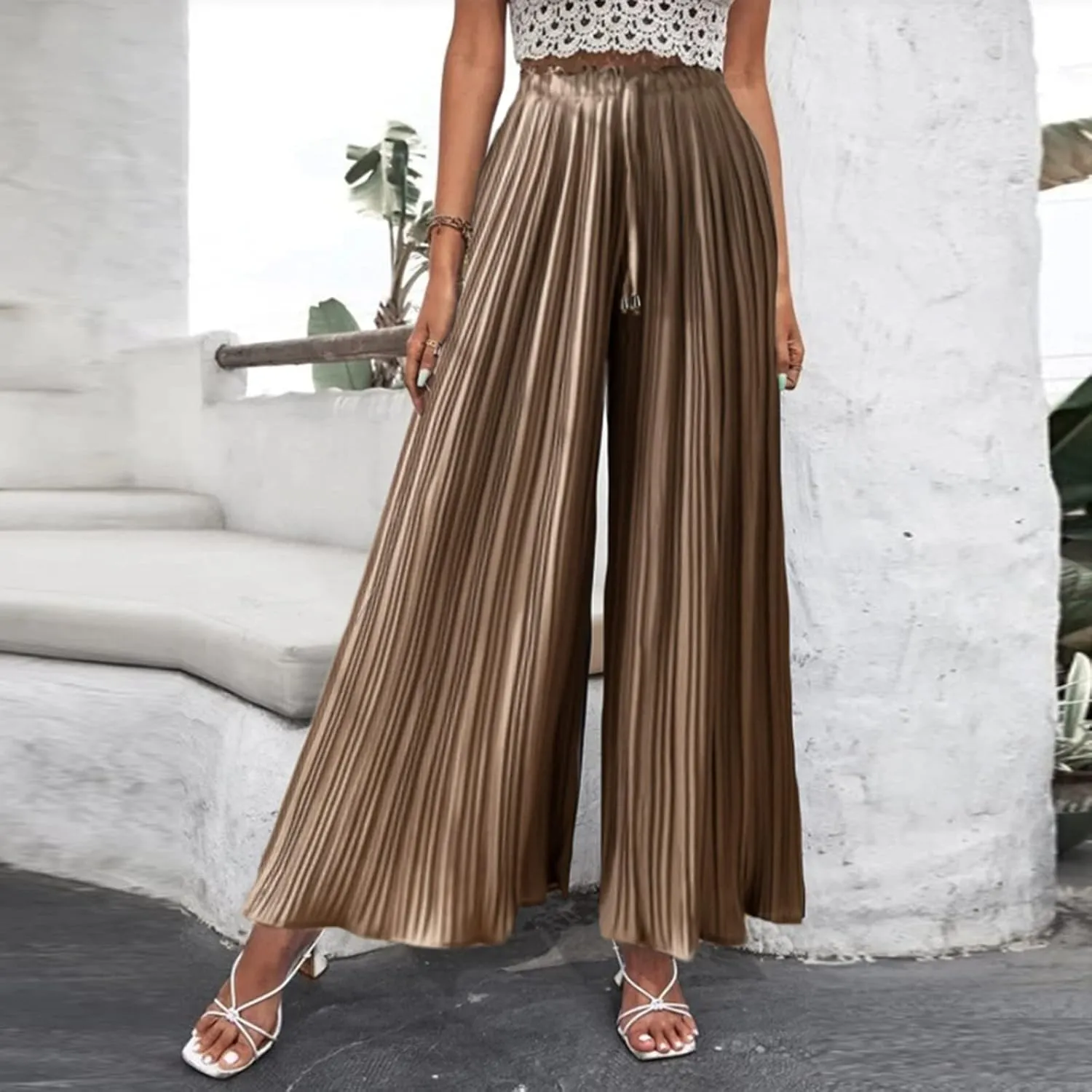 Wide Leg Pants for Women Casual Loose Fit Lounge Pants Lightweight Athletic Harem Pants Walking Linen Pants