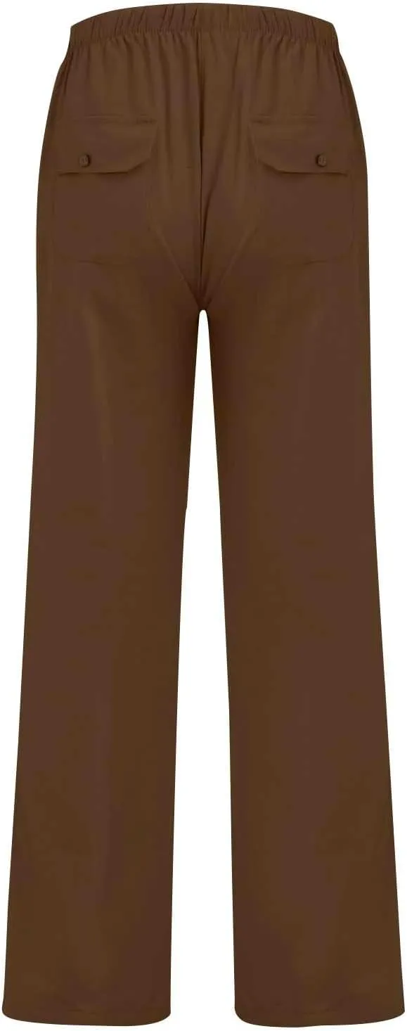 Wide Leg Pants Mens Linen Pants Summer Beach Pants Drawstring Yoga Trousers Casual Baggy Pants Lounge Sweatpants