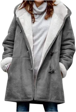 Winter Coats for Women 2024 Plus Size Warm Fleece Lined Jackets Button Down Sherpa Fur Hooded Parka Peacoat Outerwear