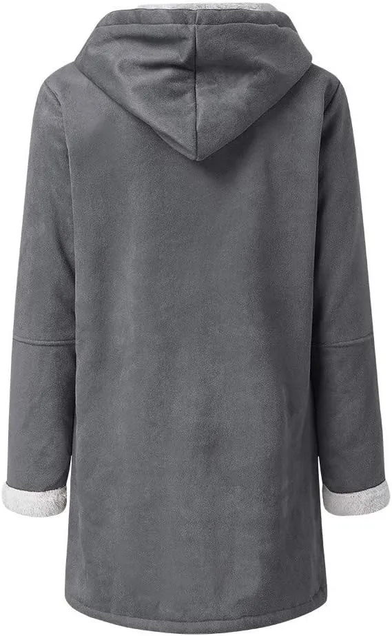 Winter Coats for Women 2024 Plus Size Warm Fleece Lined Jackets Button Down Sherpa Fur Hooded Parka Peacoat Outerwear