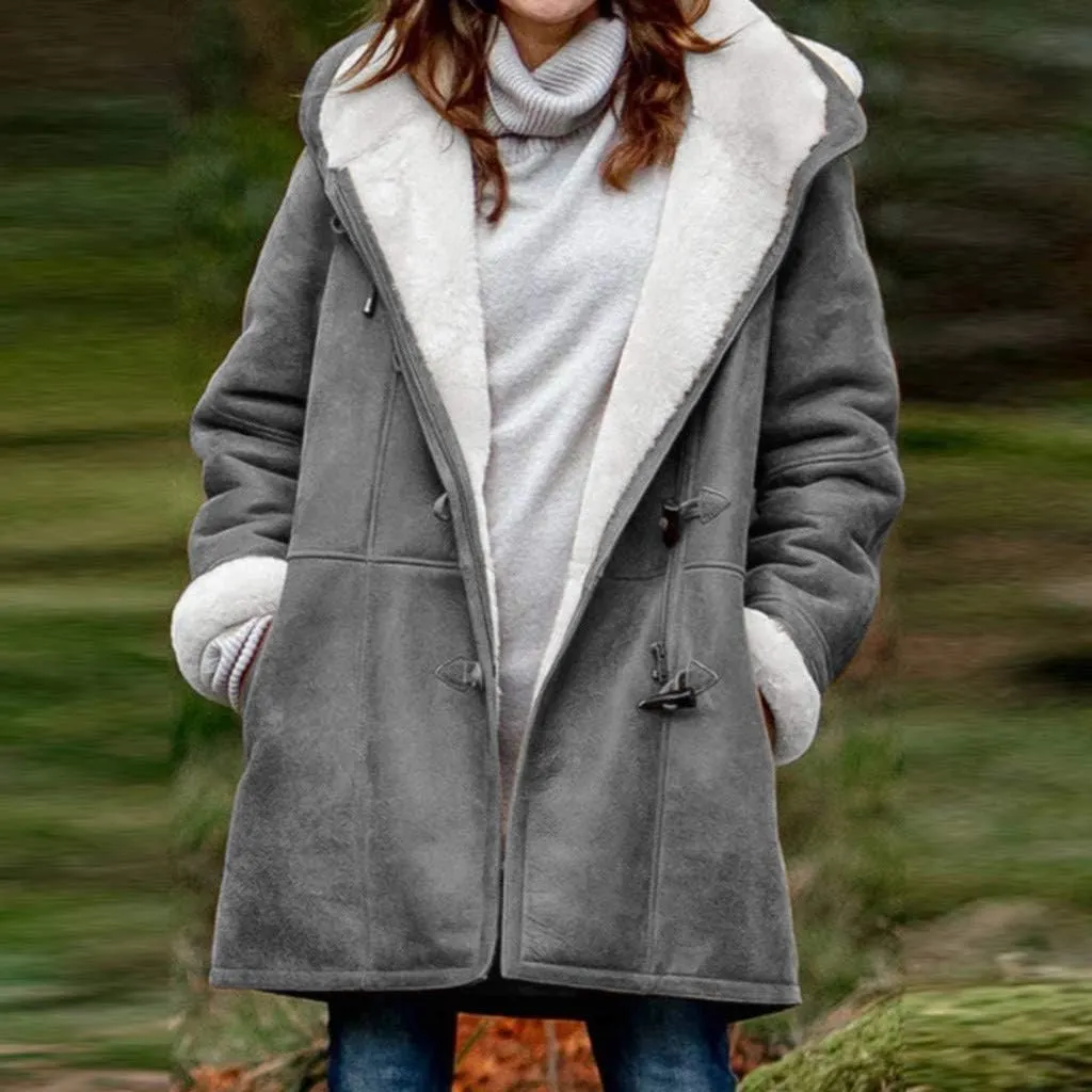 Winter Coats for Women 2024 Plus Size Warm Fleece Lined Jackets Button Down Sherpa Fur Hooded Parka Peacoat Outerwear