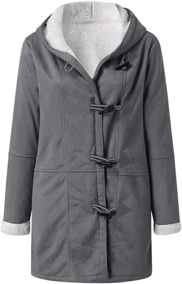 Winter Coats for Women 2024 Plus Size Warm Fleece Lined Jackets Button Down Sherpa Fur Hooded Parka Peacoat Outerwear