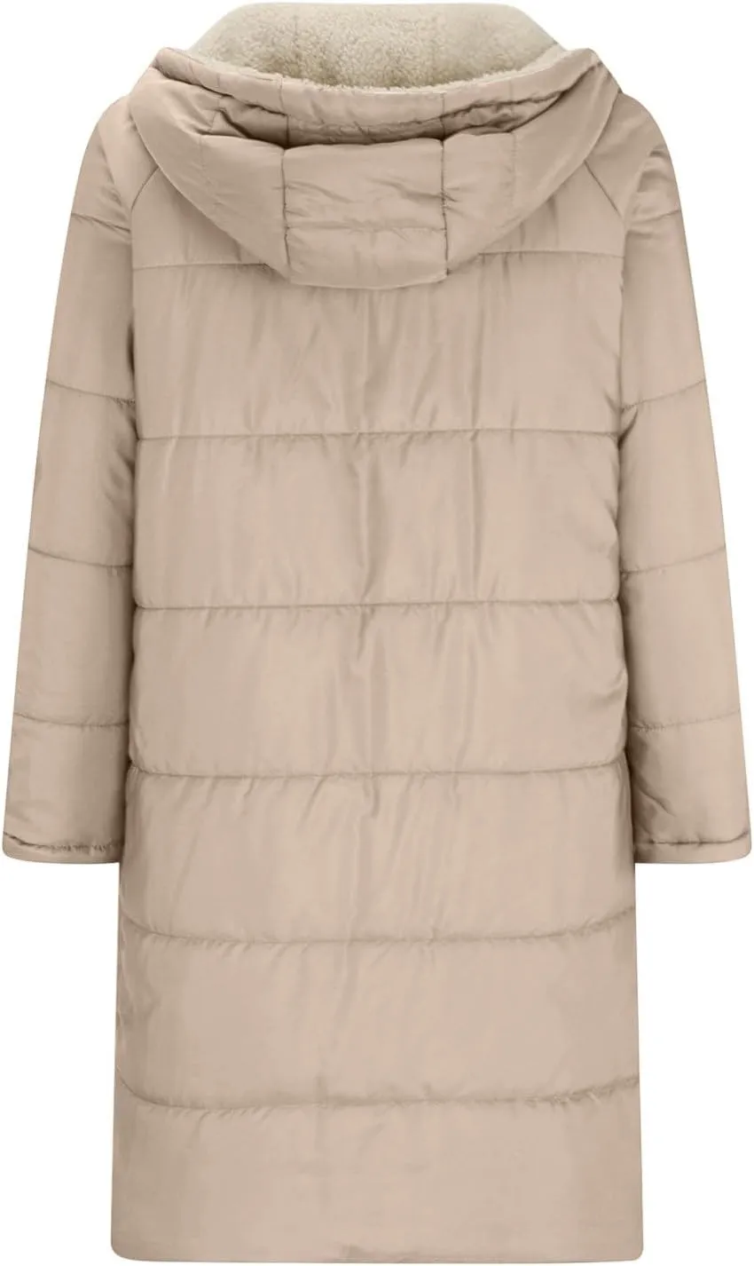 Winter Coats For Women 2024 Thick Fur Lined Long Puffer Jacket Hooded Down Parka Jacket Warm Sherpa Fleece Outerwear