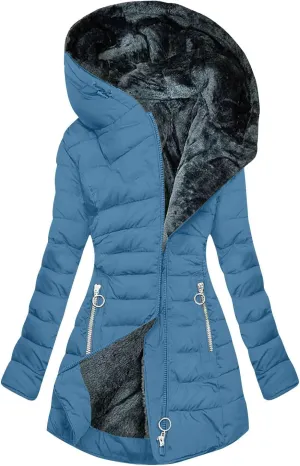 Winter Coats for Women Plus Size Puffer Jacket Long Sleeve Thickened Down Jacket Winter Warm Hooded Outerwear