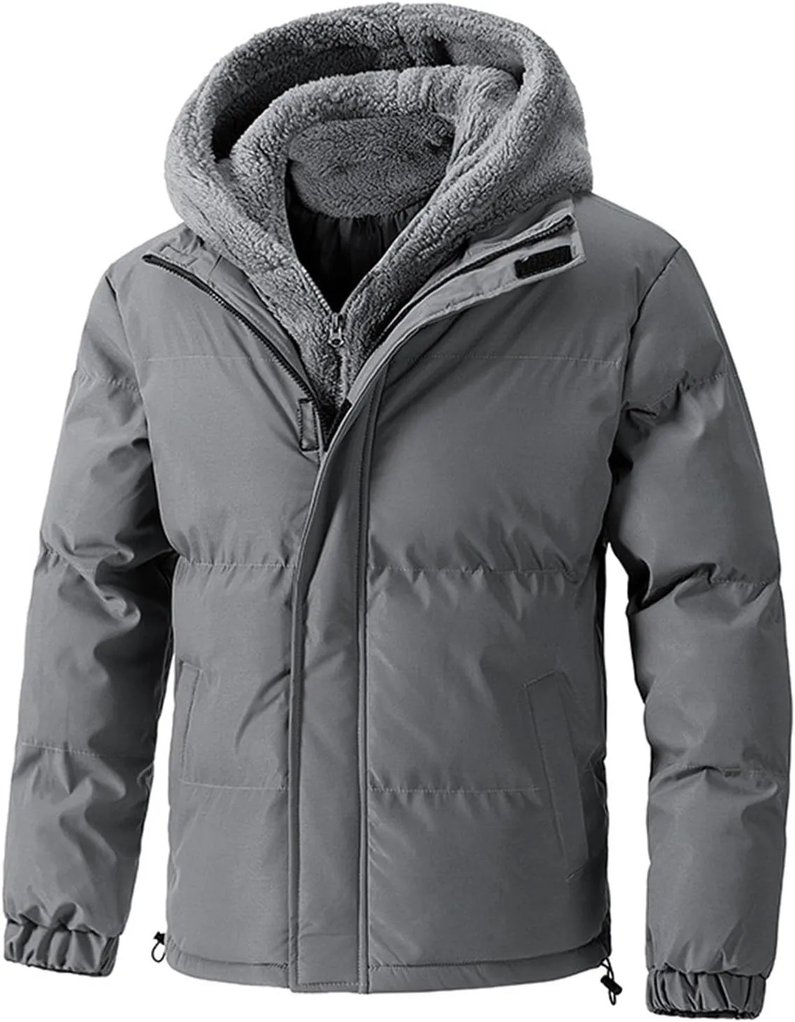 Winter Thick Coats Mens Puffer Jackets Warm Down Overcoat Fleece Lined Jacket Outdoor Parkas Quilted Jacket with Hood