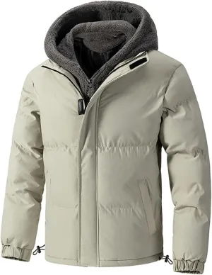 Winter Thick Coats Mens Puffer Jackets Warm Down Overcoat Fleece Lined Jacket Outdoor Parkas Quilted Jacket with Hood