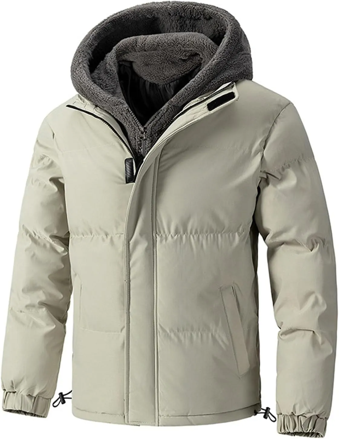 Winter Thick Coats Mens Puffer Jackets Warm Down Overcoat Fleece Lined Jacket Outdoor Parkas Quilted Jacket with Hood