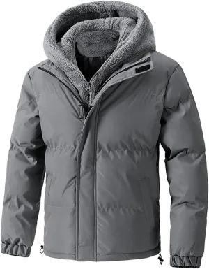 Winter Thick Coats Mens Puffer Jackets Warm Down Overcoat Fleece Lined Jacket Outdoor Parkas Quilted Jacket with Hood