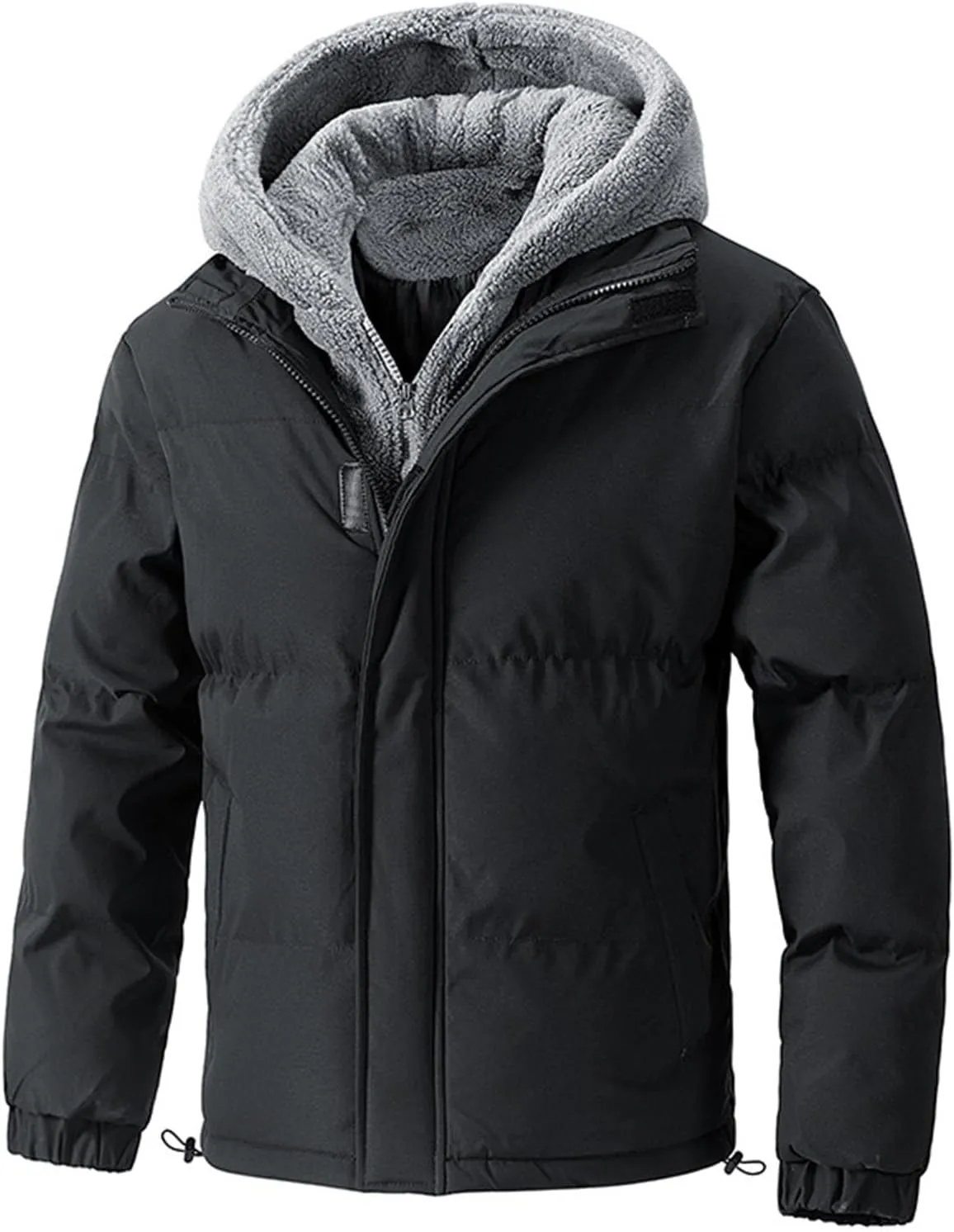 Winter Thick Coats Mens Puffer Jackets Warm Down Overcoat Fleece Lined Jacket Outdoor Parkas Quilted Jacket with Hood