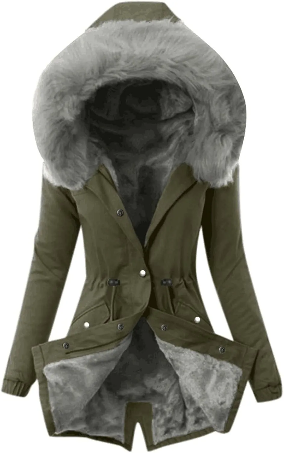 Winter Warm Parka Jacket Lapel Collar Long Sleeve Jacket Vintage Thicken Coat Jacket Warm Hooded Thick Padded