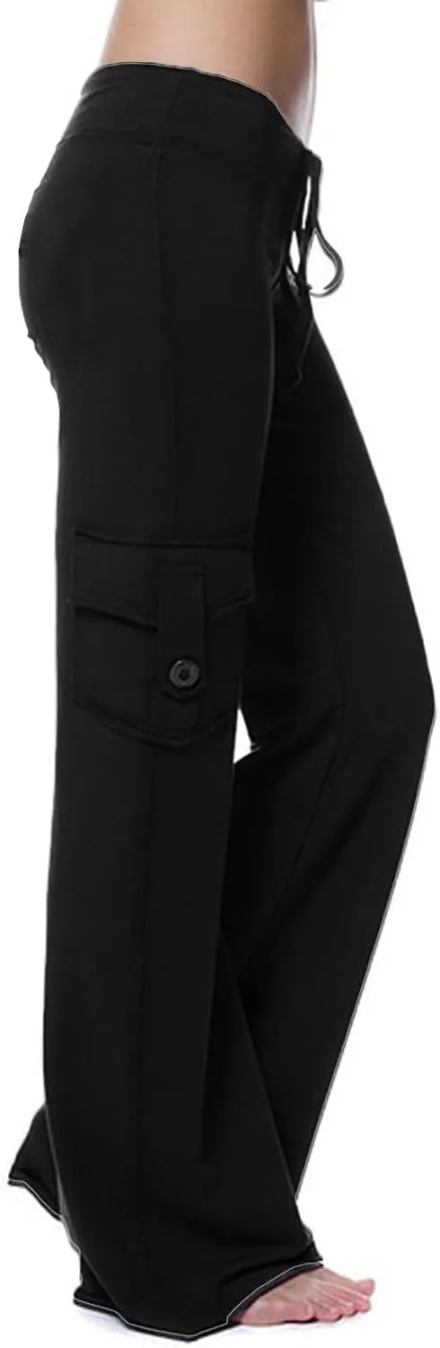 Women Cargo Pants 2025 Bootcut Yoga Pant Stretchy Trousers Wide Leg Workout Baggy Sweatpants with Pockets Trendy