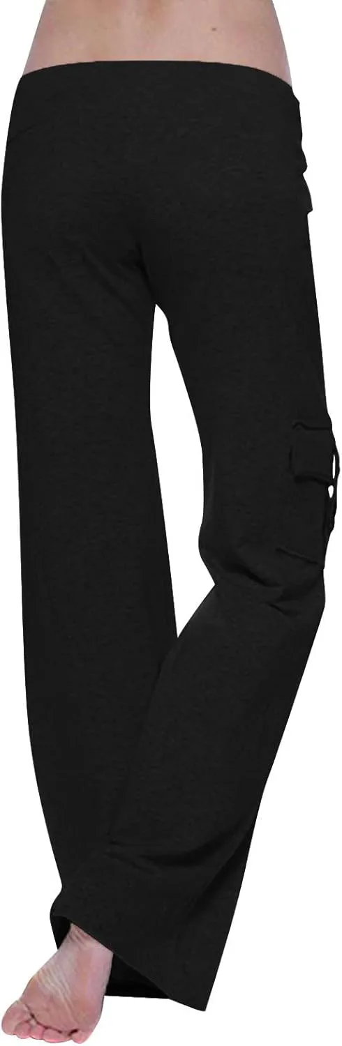 Women Cargo Pants 2025 Bootcut Yoga Pant Stretchy Trousers Wide Leg Workout Baggy Sweatpants with Pockets Trendy