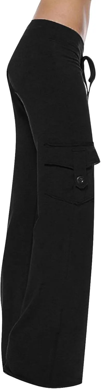 Women Cargo Pants 2025 Bootcut Yoga Pant Stretchy Trousers Wide Leg Workout Baggy Sweatpants with Pockets Trendy