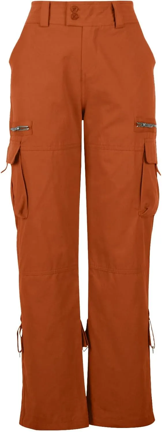Women Cargo Pants Low Rise Tactical Pants Comfy Hiking Pants with Pockets Straight Leg Parachute Pants Long Trousers