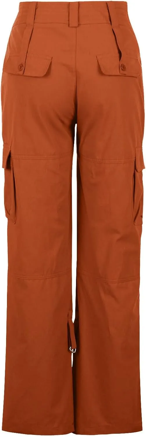 Women Cargo Pants Low Rise Tactical Pants Comfy Hiking Pants with Pockets Straight Leg Parachute Pants Long Trousers
