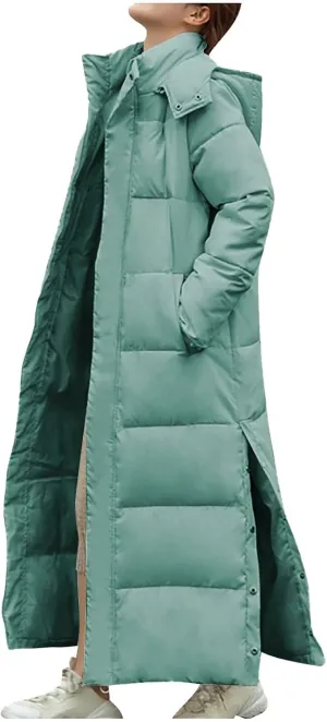 Women Down Puffer Coat Long Lightweight Jacket with Hood Bubble Coat Plus Size Quilted Parka Winter Hoodies