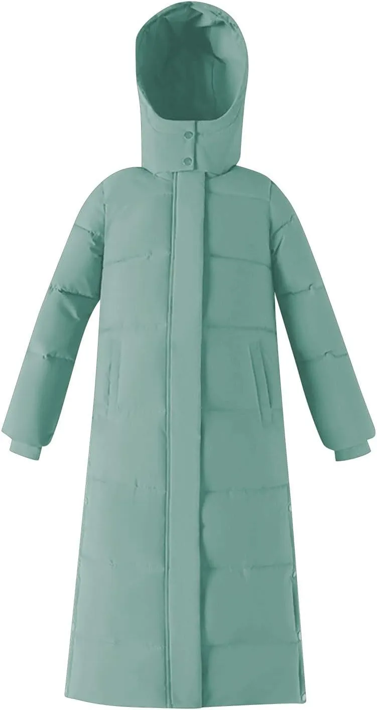 Women Down Puffer Coat Long Lightweight Jacket with Hood Bubble Coat Plus Size Quilted Parka Winter Hoodies