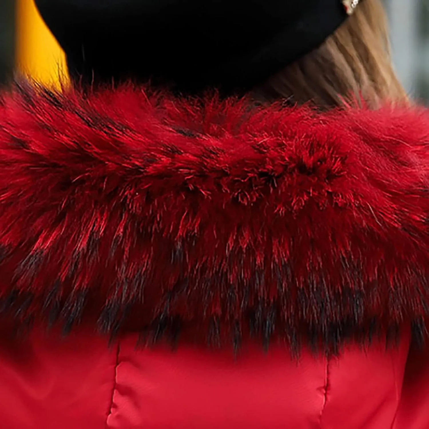 Women Furry Hooded Puffer Jacket Quilted Down Jackets Zip Up Faux Fur Hoodie Coats Long Winter Thick Overcoat