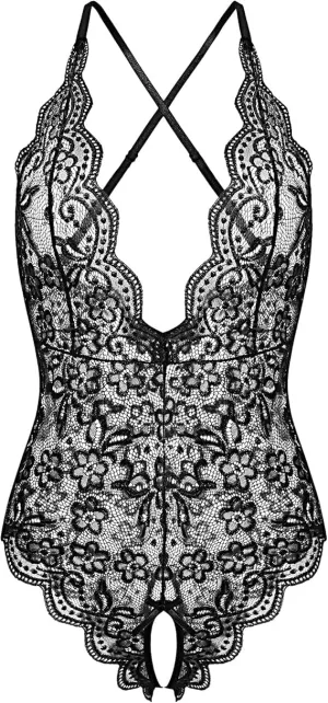 Women One Piece Lingerie Sexy Teddy V Neck Bodysuit Lace Nightie