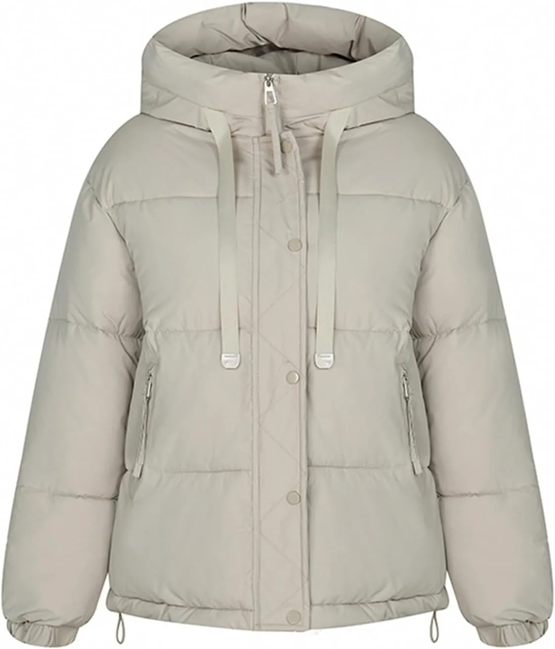Women Oversized Puffer Jackets Warm Winter Down Coat with Hood Pockets Casual Long Sleeve Zipped Quilted Coat Outwear