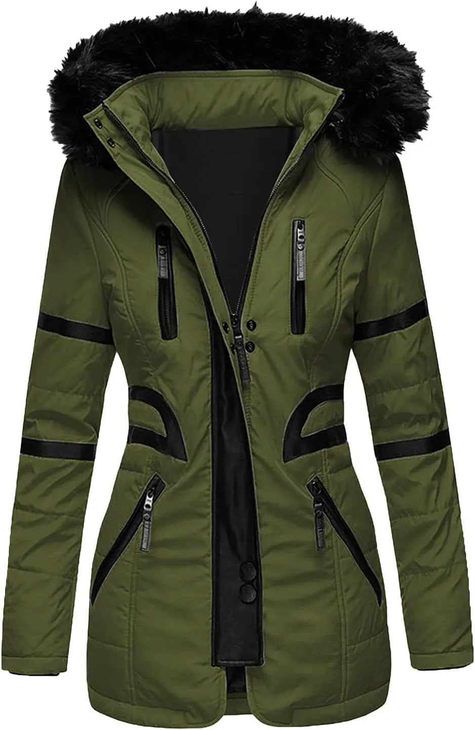 Women Winter Coats Mid-Lenght Down Puffer Coats Slim Hooded Long Sleeve Cardigans Coats Plus Size Thicken Jackets