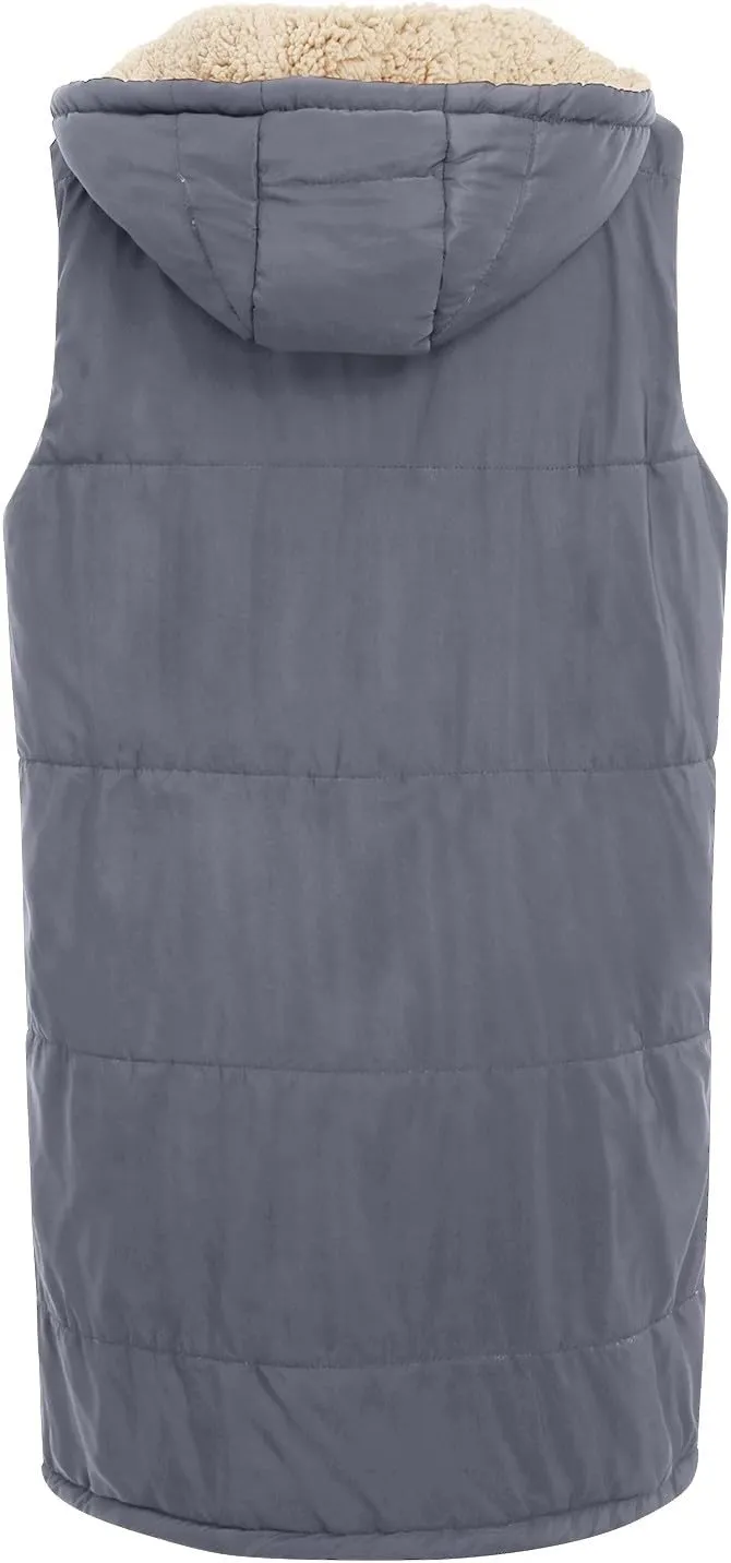 Womens 2024 Fall Fashion Reversible Vest Casual Sleeveless Lined Fleece Jacket Gilet Long Zip Up Warm Coat with Pocket