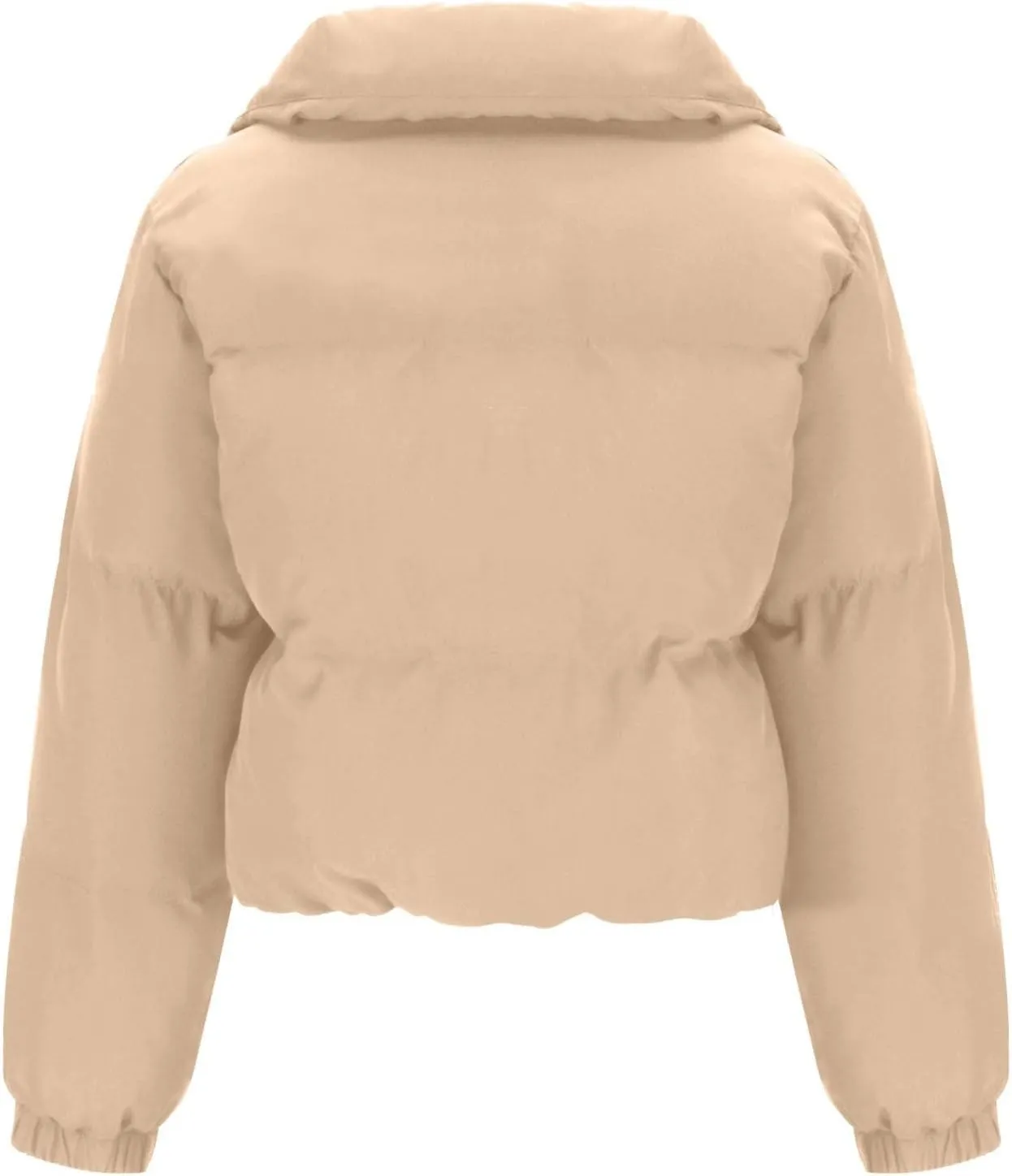 Women's 2024 Winter Long Sleeve Zip Cropped Short Puffer Jacket Parkas Pockets Baggy Down Coats Warm Quilted Jacket