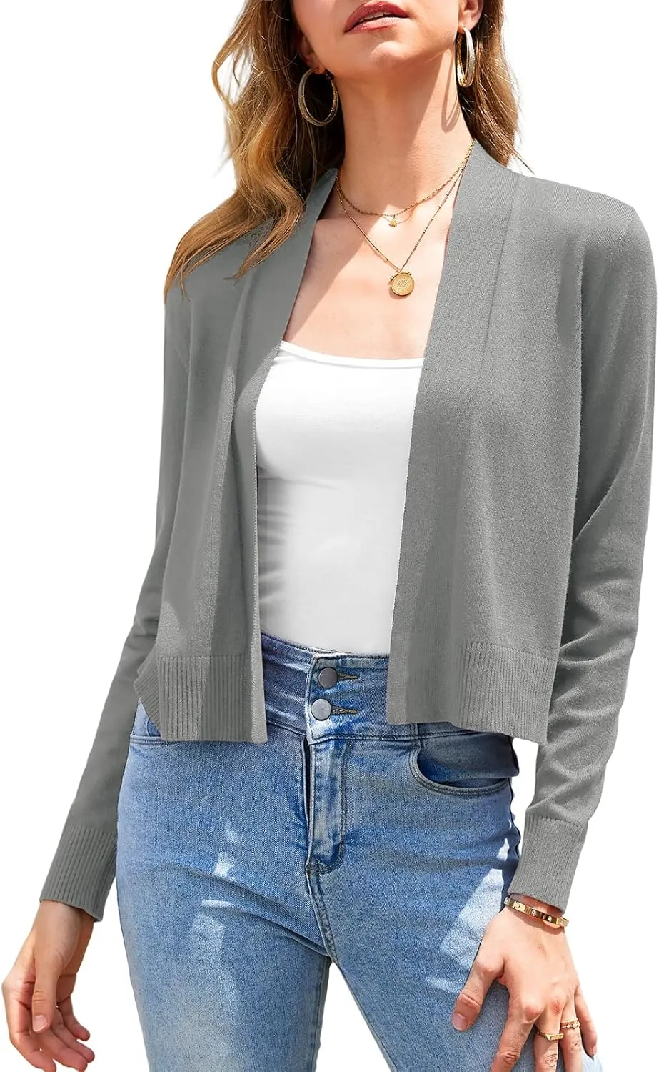 Women's 2025 Trendy Cropped Cardigan Sweaters Dressy Casual Open Front Knit Soft Ladies Short Bolero Shrugs Tops