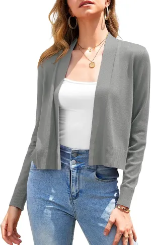 Women's 2025 Trendy Cropped Cardigan Sweaters Dressy Casual Open Front Knit Soft Ladies Short Bolero Shrugs Tops