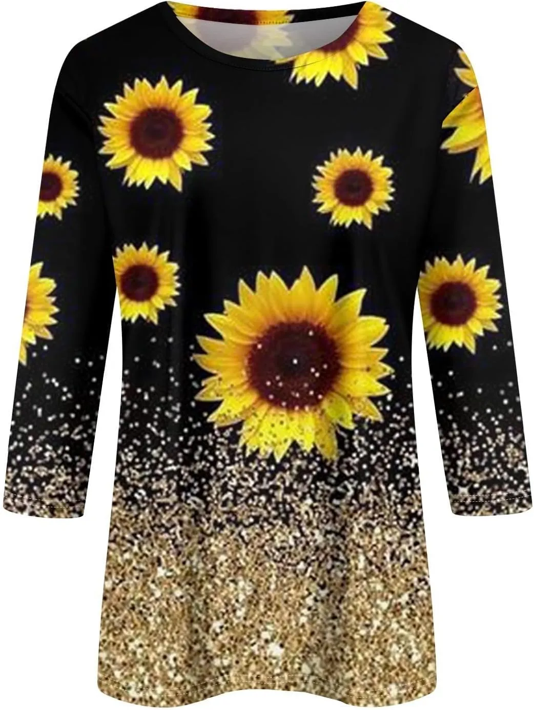Womens 3/4 Length Sleeve Summer Shirts Floral Boho Blouses Tshirts Trendy Dressy Casual Tops Vacation 2024 Clothing