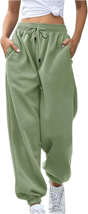 Women's Baggy Sweatpants Workout Active Joggers Pants High Waisted Drawstring Lounge Bottoms with Pockets